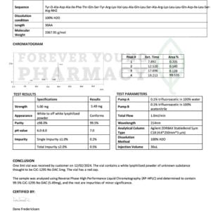 CJC 1295 NO DAC 5mg – COA – Molecular Solutions Peptides – 12.02.2024