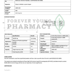 GHK-CU 100mg – COA – Molecular Solutions Peptide – 01.15.2025