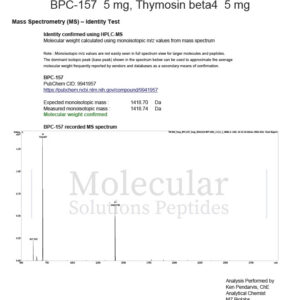 COA_BPC-157_5mg_Thymosin beta4_5mg_R241210-BPT-J001_2025-02-20_Ident_BPC