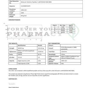 NAD 500mg- COA – Molecular Solutions Peptide Adj pH – 01.15.2025