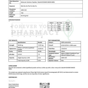 Semax 30 mg – COA – Molecular Solutions Peptides – 04.15.2025
