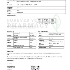 Melanotan 1 10mg – COA – Molecular Solutions Peptides – 05.19.2025