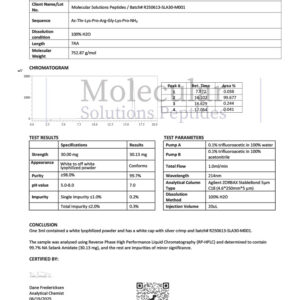 NA Selank Amidate 30mg – COA – Molecular Solutions Peptides – 06.19.2025