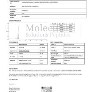 NA Semax Amidate 30mg – COA – Molecular Solutions Peptides – 06.23.2025