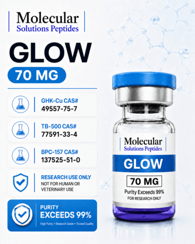 GLOW Peptide Blend – 70mg (GHK-Cu 50mg / TB-500 10mg / BPC-157 10mg)