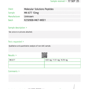 MK-677 – COA – Jano – MSP – 09.21.25 Test Report #79381