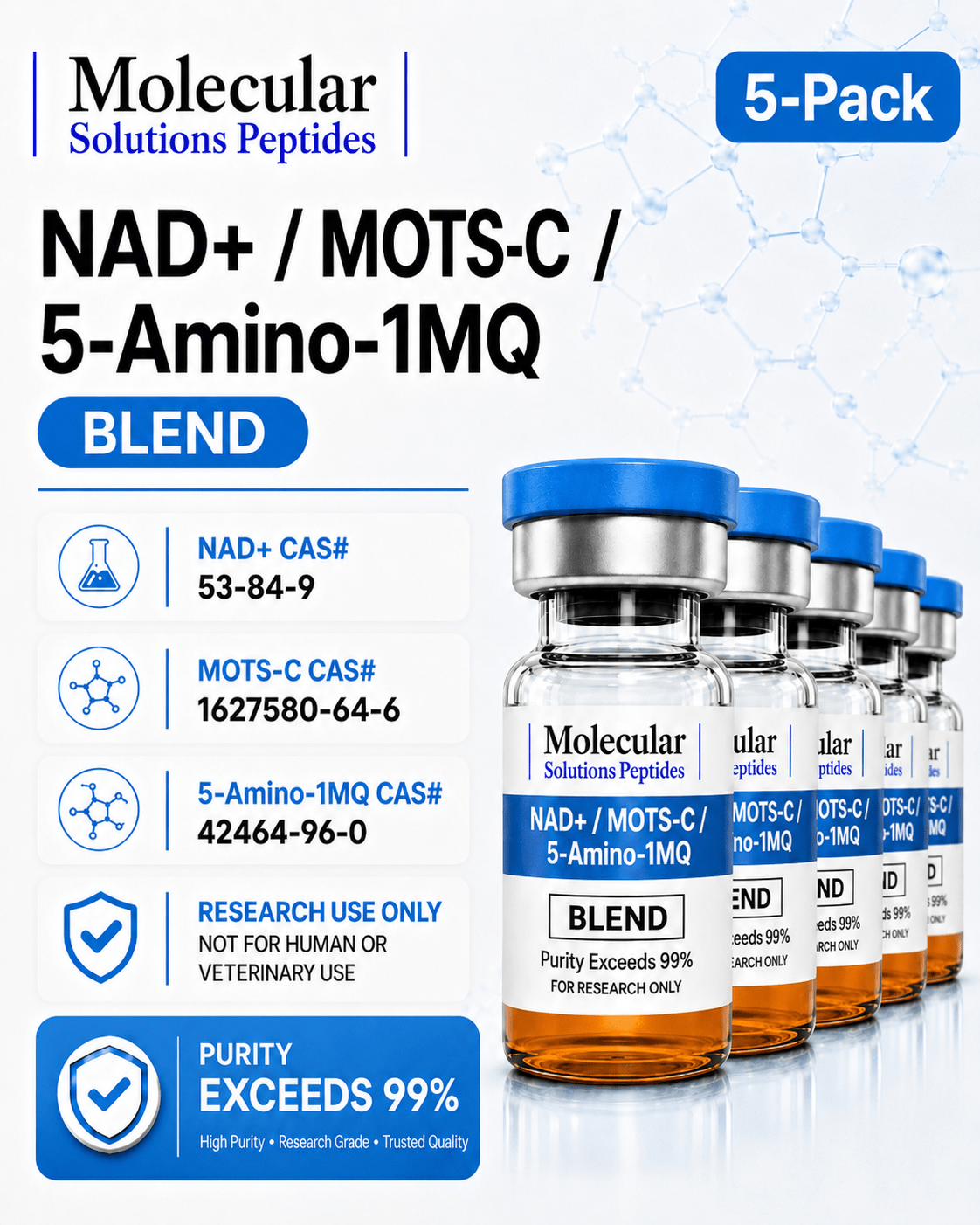 NAD+ / MOTS-C / 5-Amino-1MQ 5-Pack