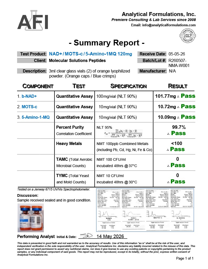 nad+ mots-c and 5-amino-1mq NAD+ MOTS-C and 5-AMINO-1MQ