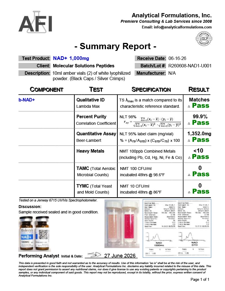 NAD+ (1000mg) - 10ml vial (Adjusted pH) - Image 3