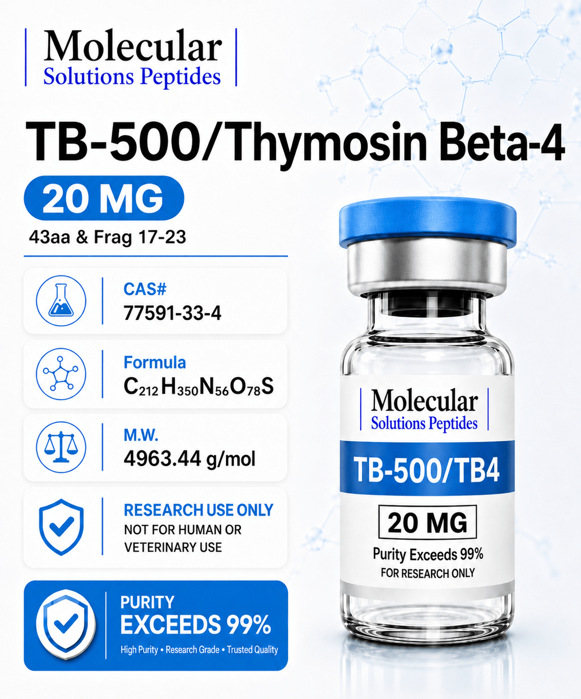 TB-500/Thymosin Beta-4 (20mg) (43aa)