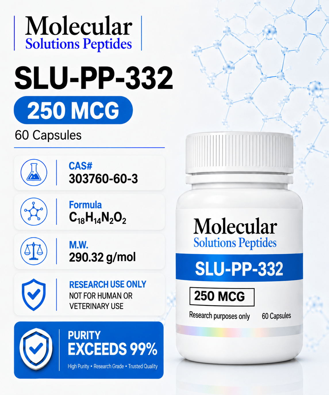 SLU-PP-332 - 250mcg (443.6mcg) x (60 Capsules)