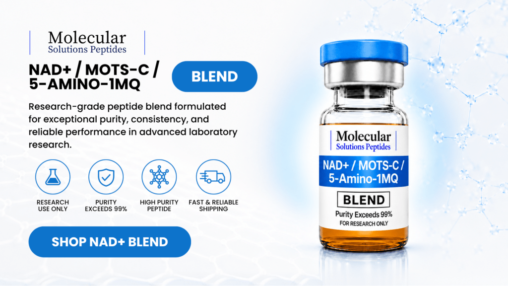 Shop NAD+ MOTS-C 5-Amino-1MQ Blend β research-grade formula for cellular and metabolic signaling studies.